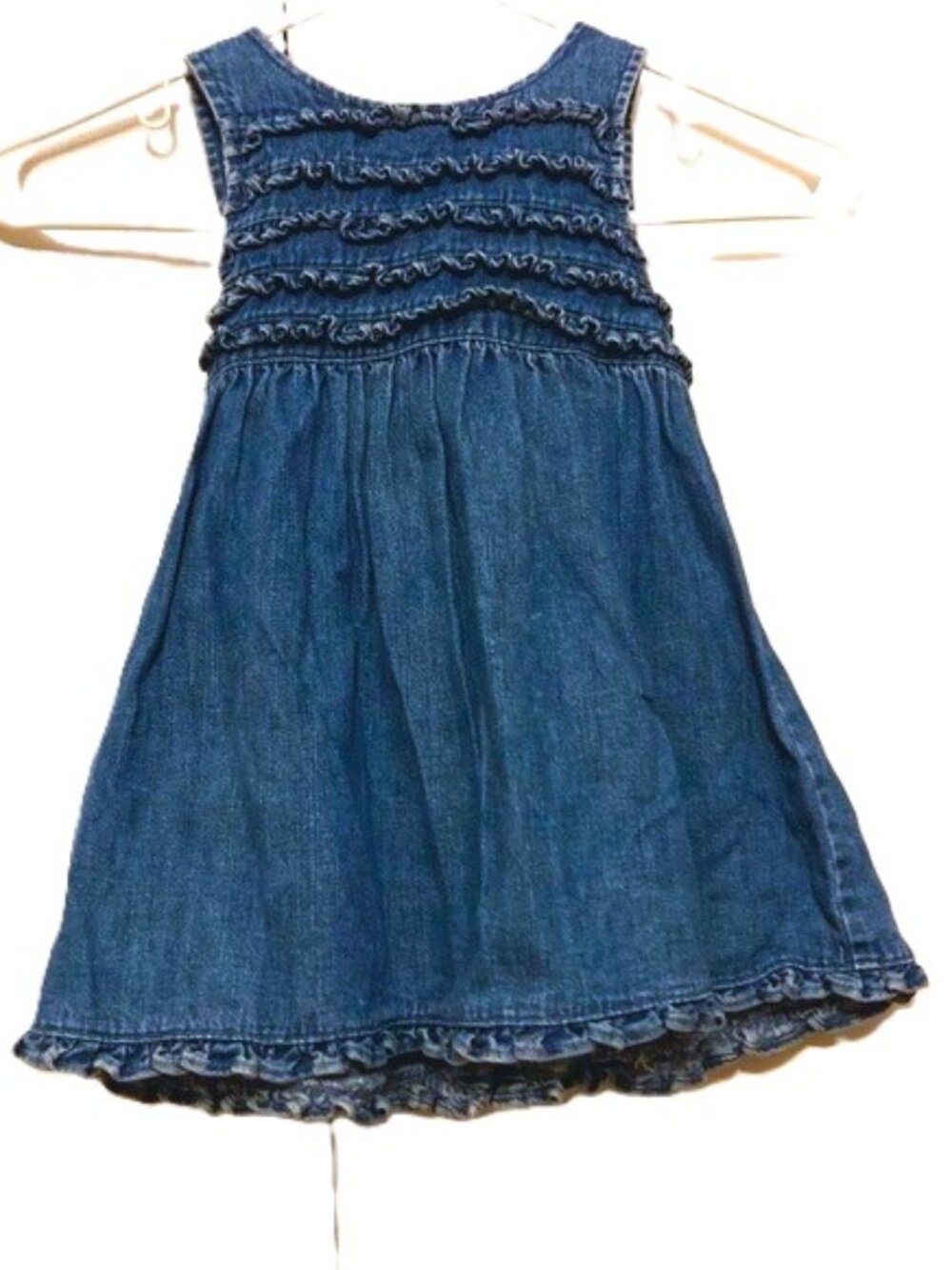 TALBOTS KIDS Blue Denim Ruffled Dress Girls 18months